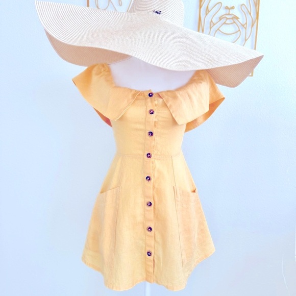 Reformation Landy Off the Shoulder Linen Dress (Size 2) - Picture 5 of 6